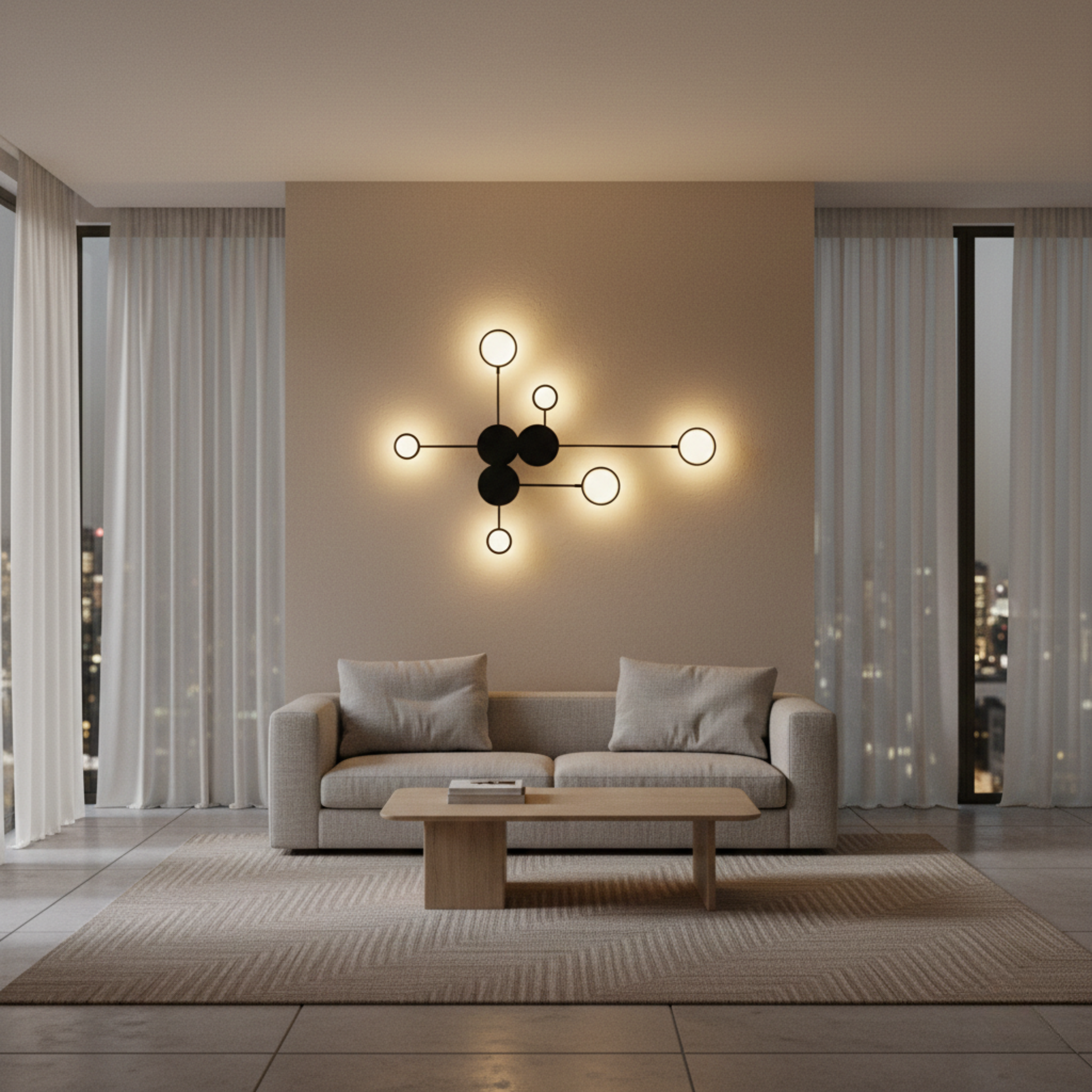 Moderne wandlamp in zwart ijzer voor woonkamer – Noctario