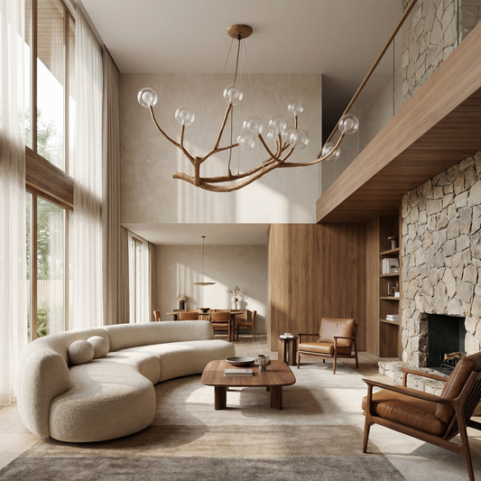 Lustre Moderne Branché avec Verre Ambré – Haloa