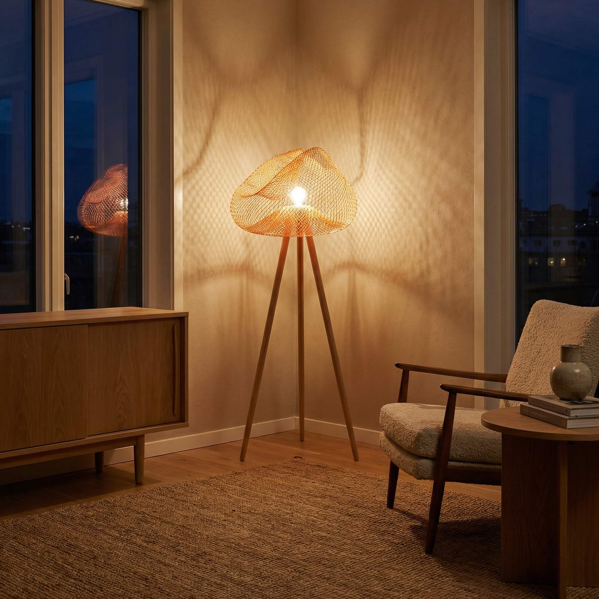 Staanlamp Bamboe Rotan Driepoot Natuurlijk – Elyora