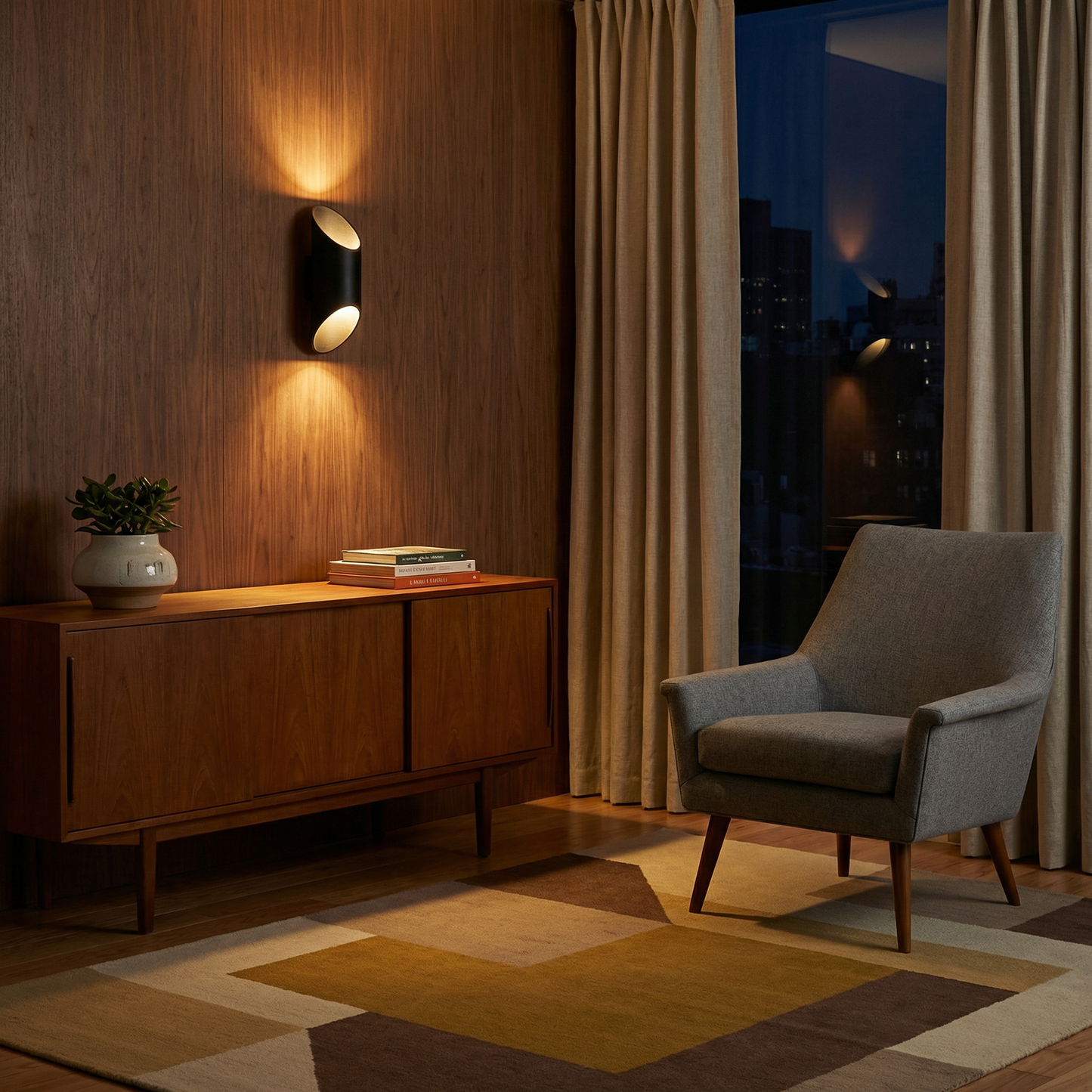 Moderne Zwarte Aluminium Wandlamp – Modèle Neralia