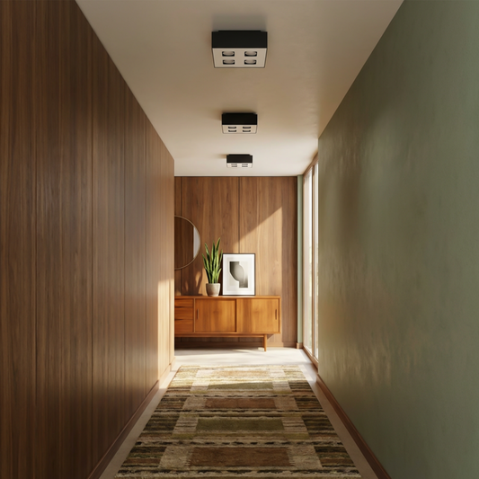 Square black minimalist 4-spotlight ceiling light – Orphéon