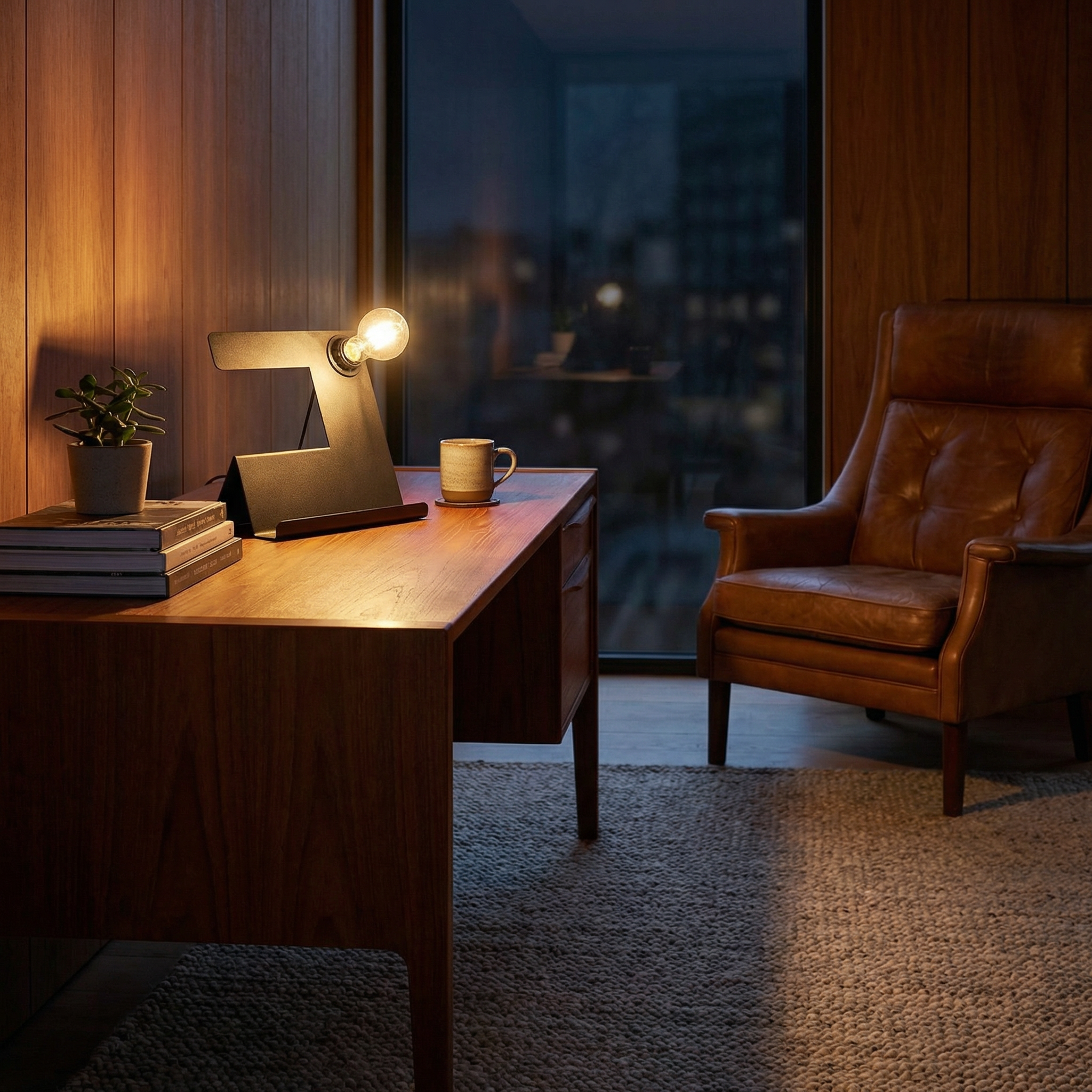 Zwarte Designbureaulamp in Staal – Modèle Neralis