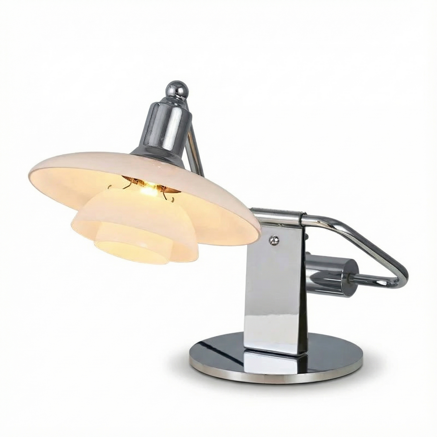 Vintage Tischlampe aus Glas und Stahl – Oréa