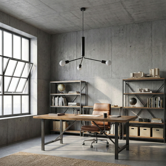 Industrieel zwart plafondlicht 3 lampen woonkamer – Modèle Nerazio