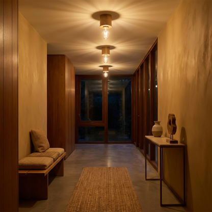 Natural wood minimalist ceiling light for living room – Model Norvian