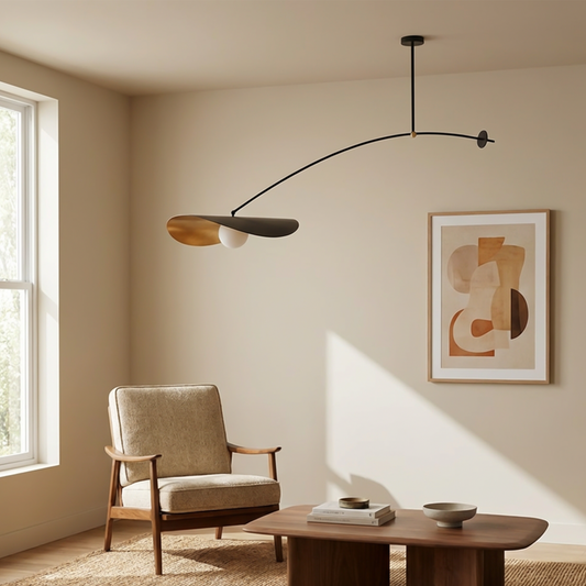 Plafonnier Contemporain Verre Ambré & Métal – Orbion