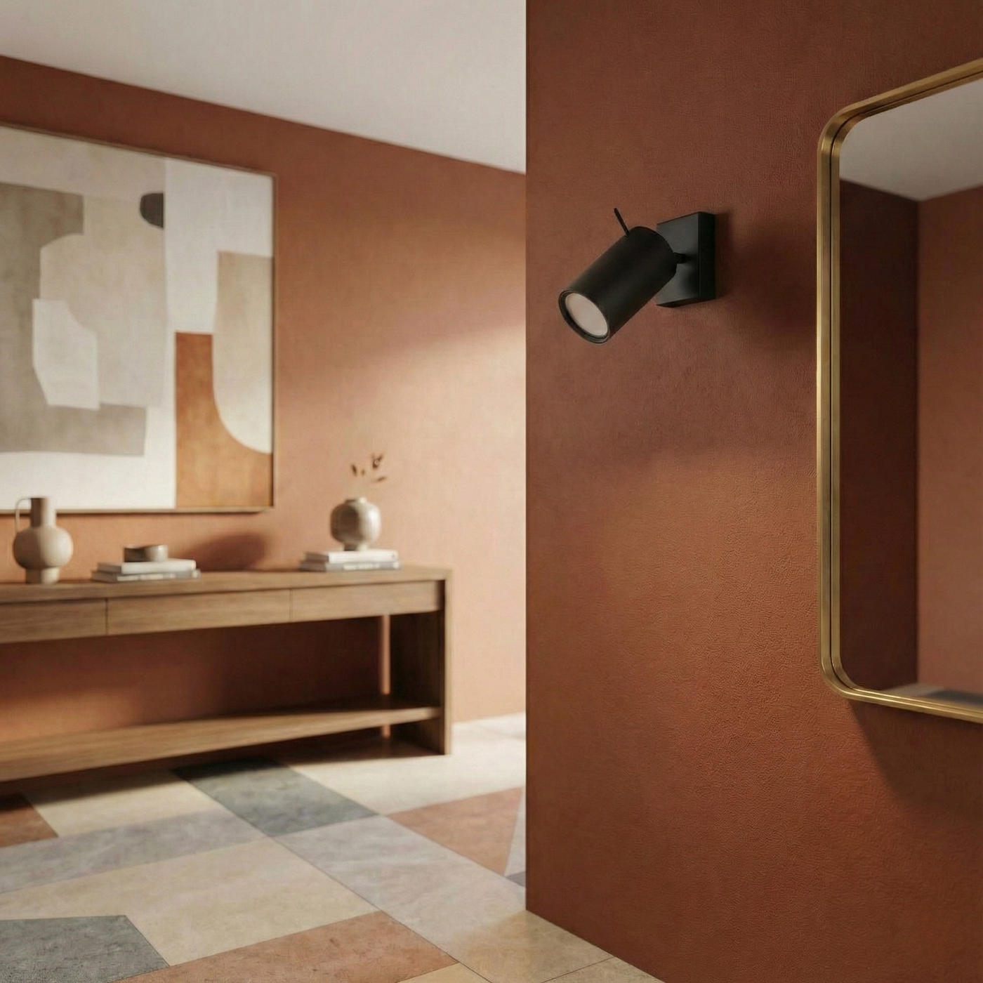 Applique murale noire minimaliste orientable – Modèle Eryndra