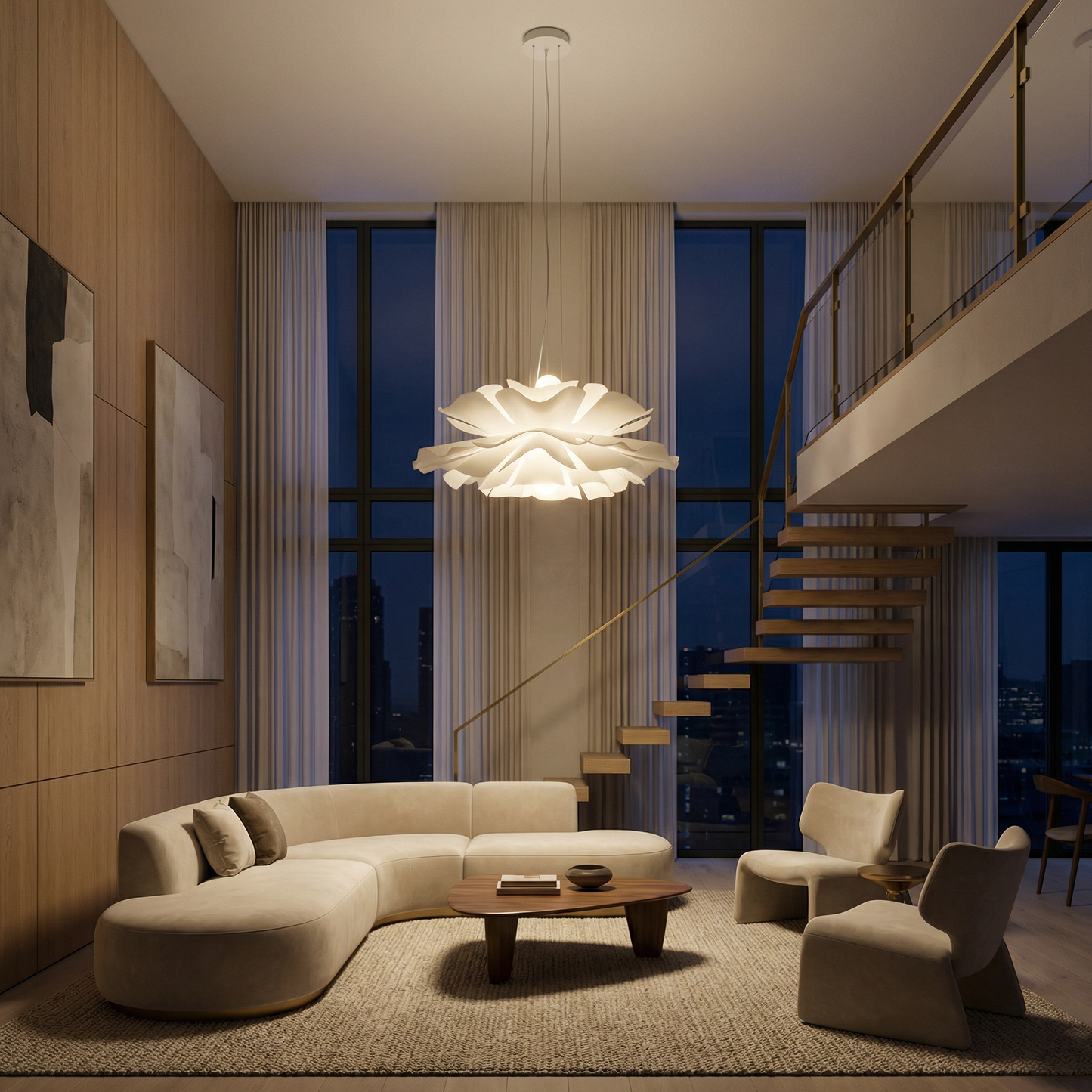 Minimalistisch papieren plafondlicht voor slaapkamer – Calicea