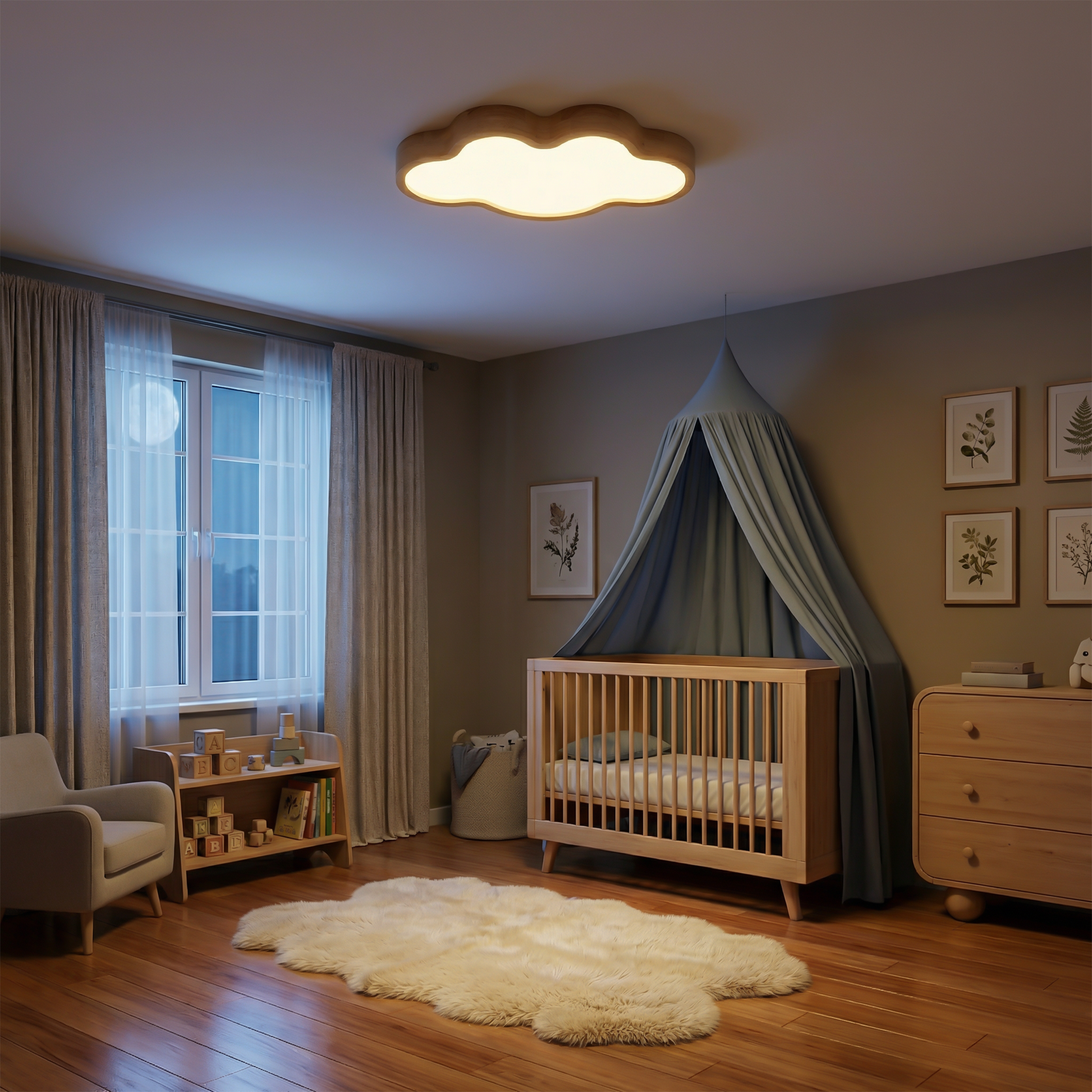 LED Plafondlamp Scandinavische Stijl met Houten Structuur – Soluna