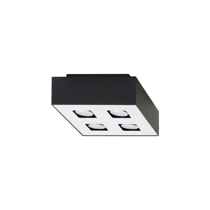Plafonnier carré noir minimaliste 4 spots – Orphéon