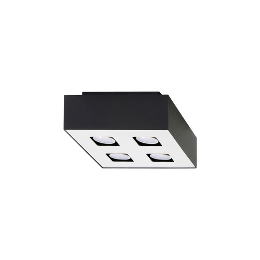Square black minimalist 4-spotlight ceiling light – Orphéon