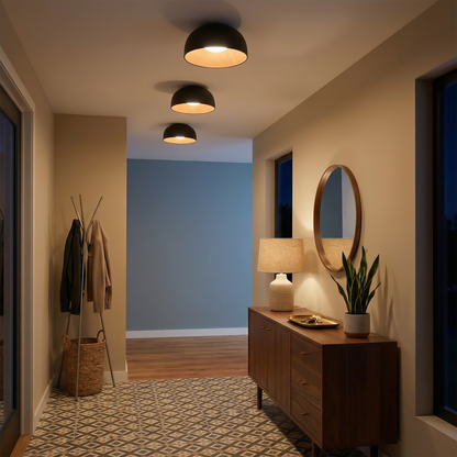 Moderne plafondlamp in zwart metaal en hout – Maderique