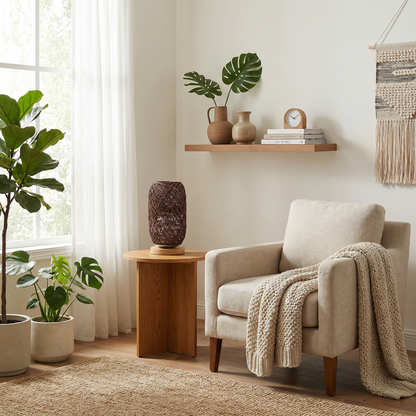 Natuurlijke Rotan- en Houten Designlamp – Veluma