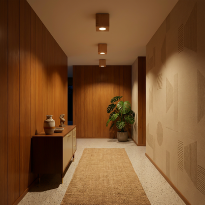 Plafonnier bois naturel scandinave pour salon – modèle Norvane