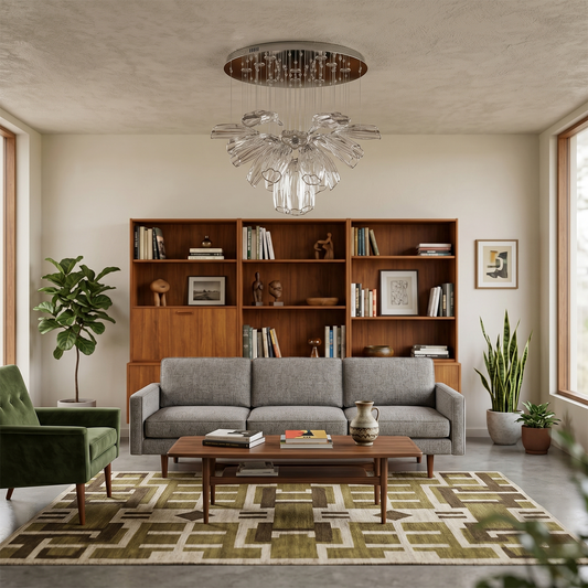 Lustre Cristal Moderne et Acier pour Salon – Mirellia