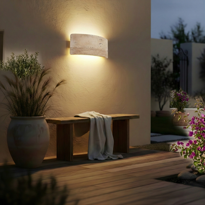 Wandlamp in Steen Wabi-Sabi Stijl voor Tuin – Stonara