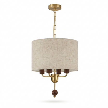Suspension Minimaliste Bois Naturel & Abat-jour Tissu – Celestia
