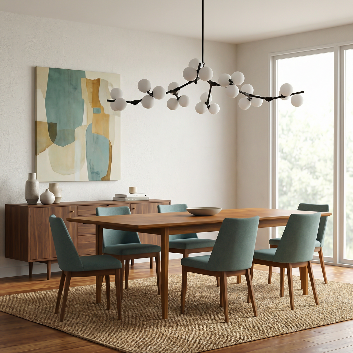 Ophanging natuurlijk design met decoratieve bollen en modulair licht – Néonix