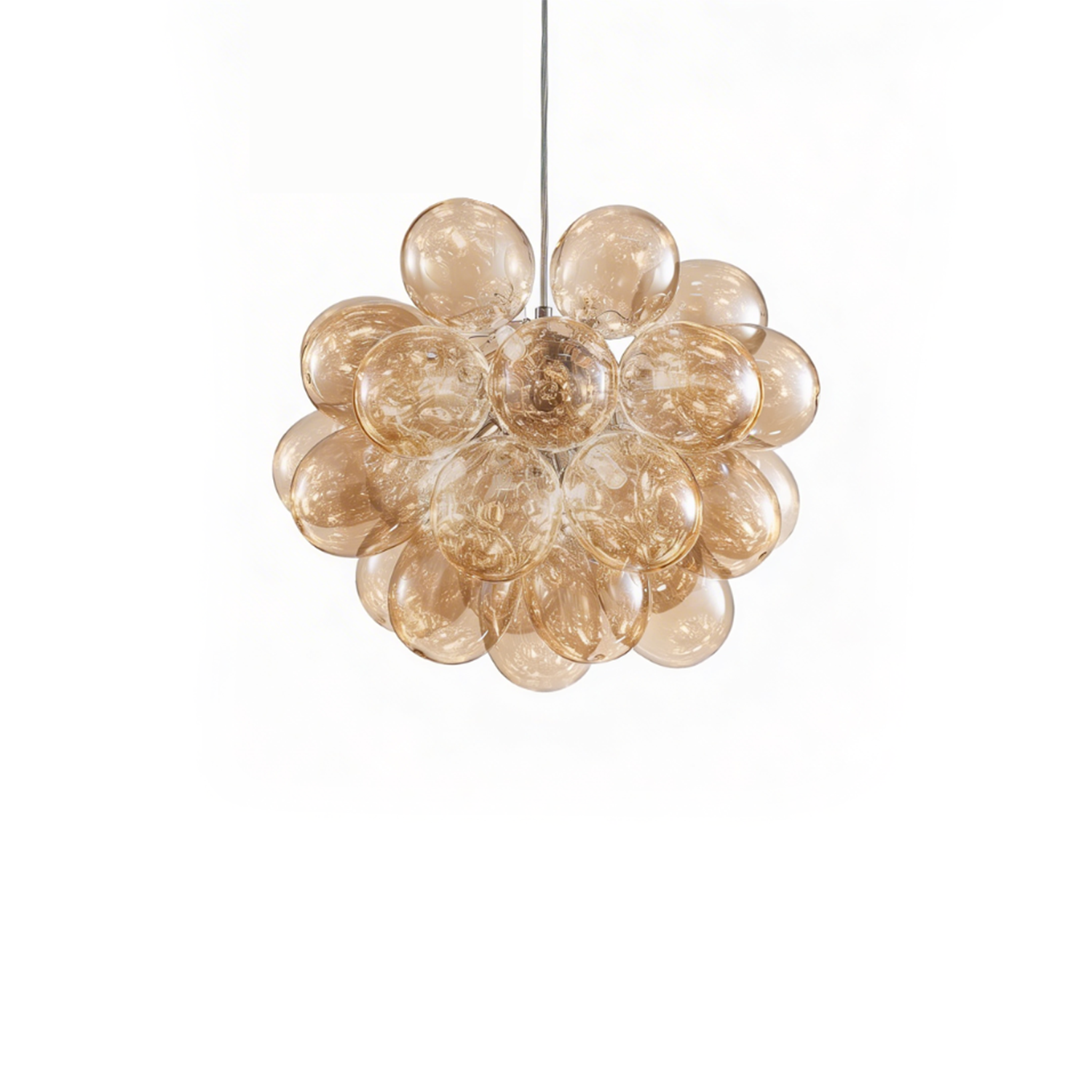 Lustre en Verre Soufflé Beige Foncé pour Salon – Orbalique