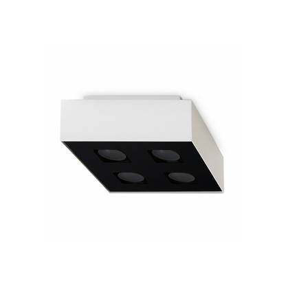 Square minimalist 4-spotlight white ceiling light – Model Asterion
