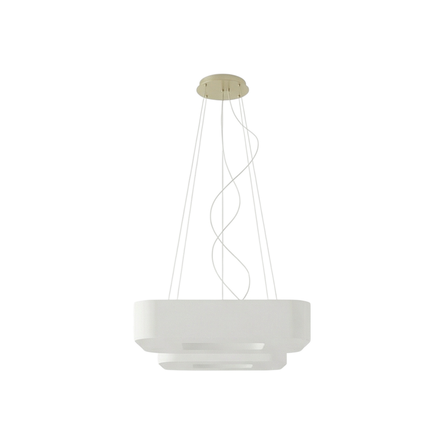 Vierkante Kroonluchter Wit Textiel Woonkamer – Model Orphéale