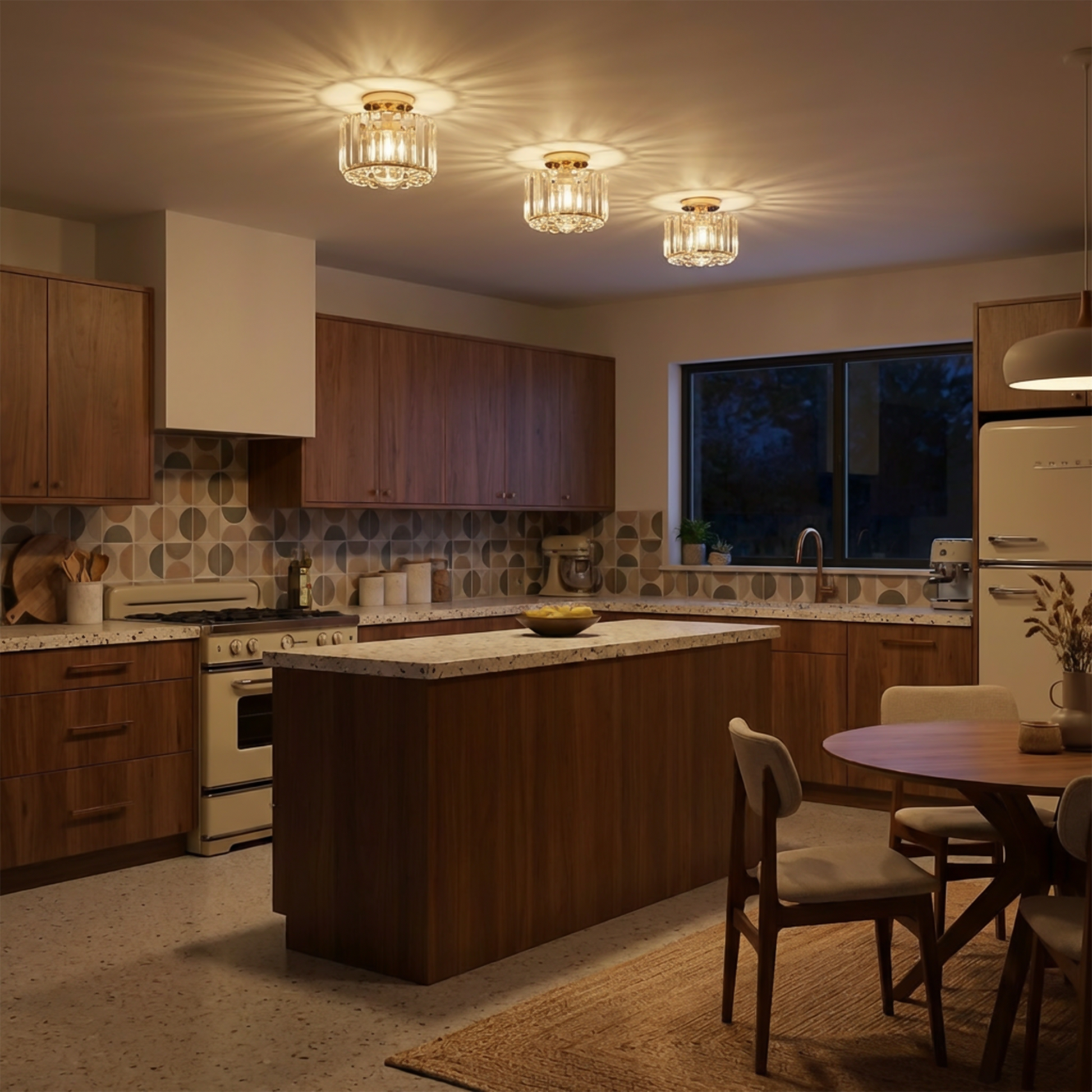 Contemporary Gold Crystal Ceiling Light – Seraphinea