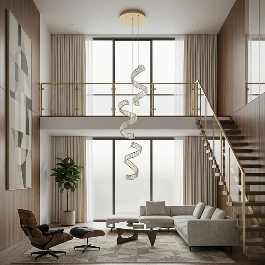 Lustre Cristal Doré pour Espaces Luxueux – Auréosial