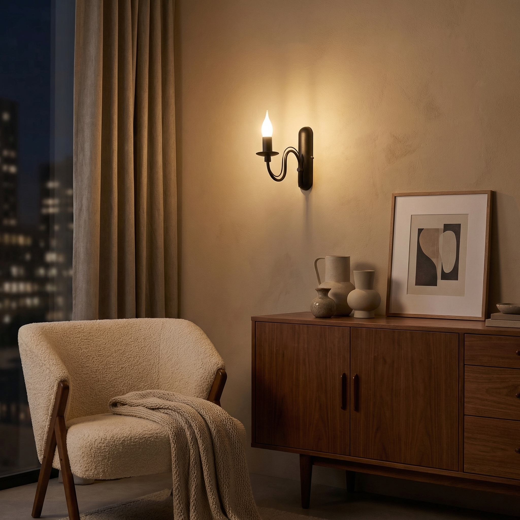 Modern black candlestick wall sconce – Vespera