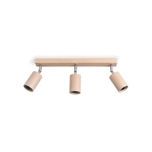 Scandinavian natural wood ceiling light 3 spotlights – Model Norveth
