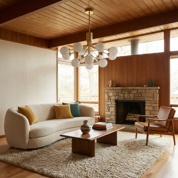 Modern Iron Chandelier with Frosted Glass for Living Room – Orielis