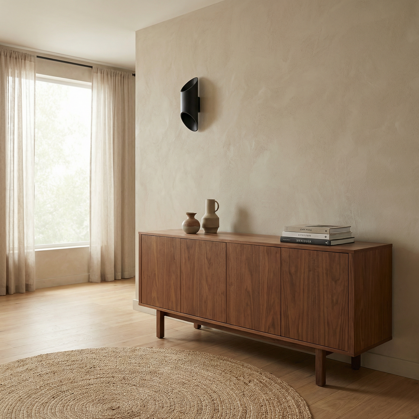 Moderne Zwarte Aluminium Wandlamp – Modèle Neralia