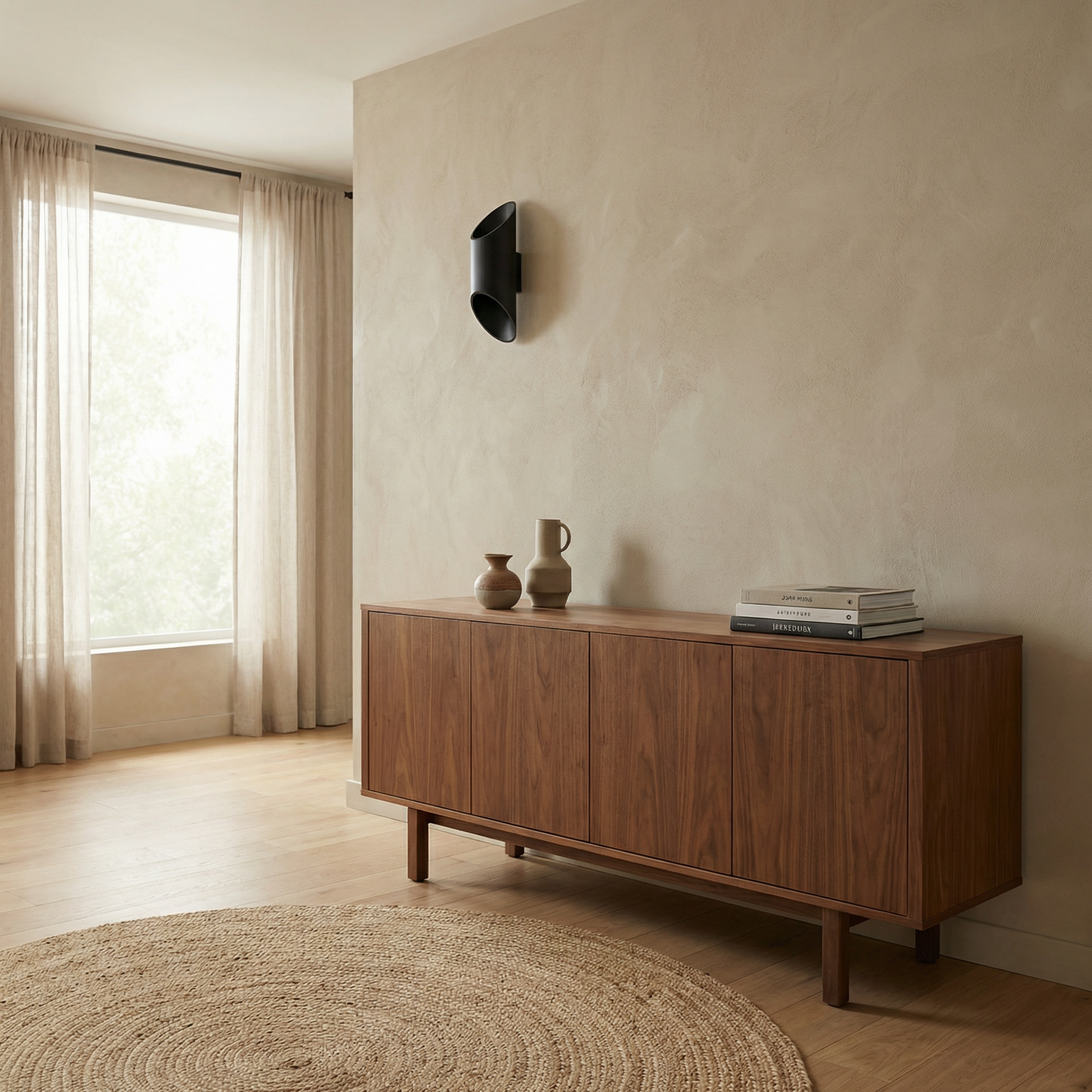 Moderne Zwarte Aluminium Wandlamp – Modèle Neralia