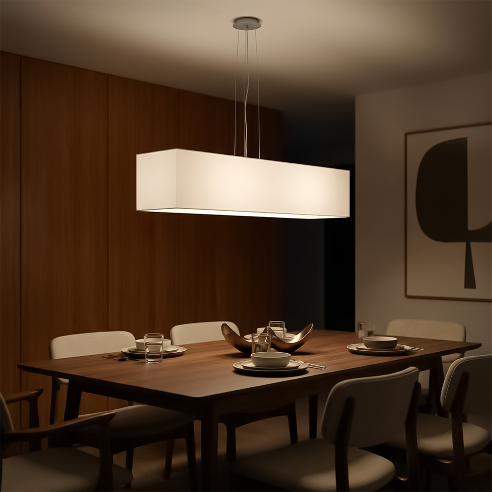 Lustre minimaliste blanc rectangulaire salon – Orvella