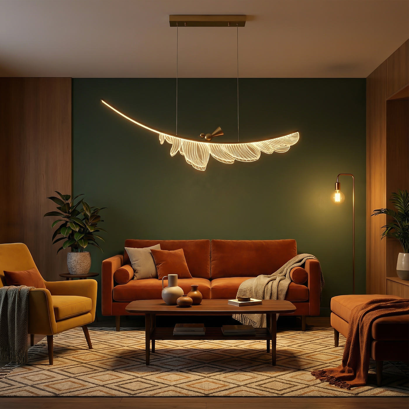 Suspension LED en cuivre pour salon et salle à manger – Candeluxa