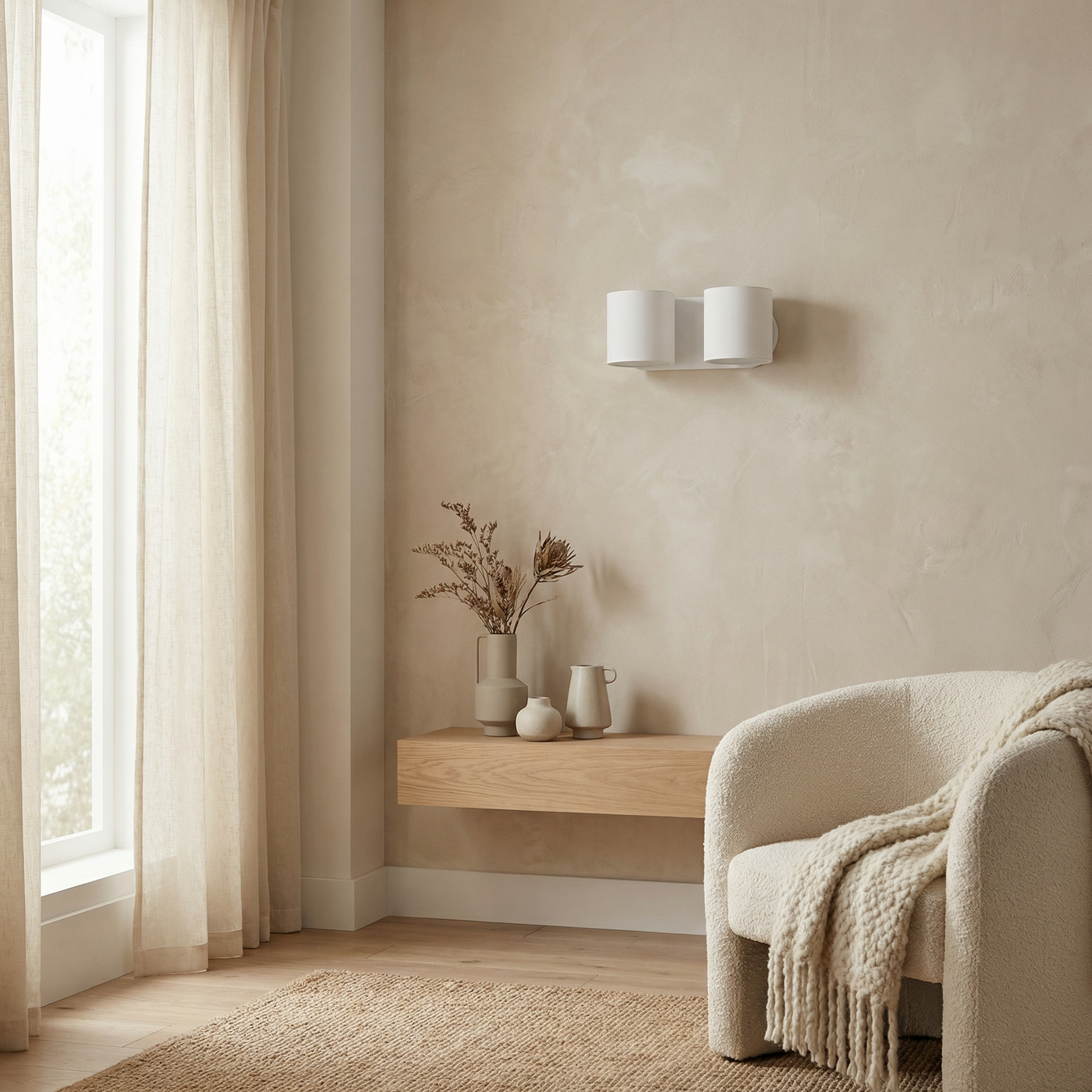 Modern white cylindrical wall sconce – Oréziane
