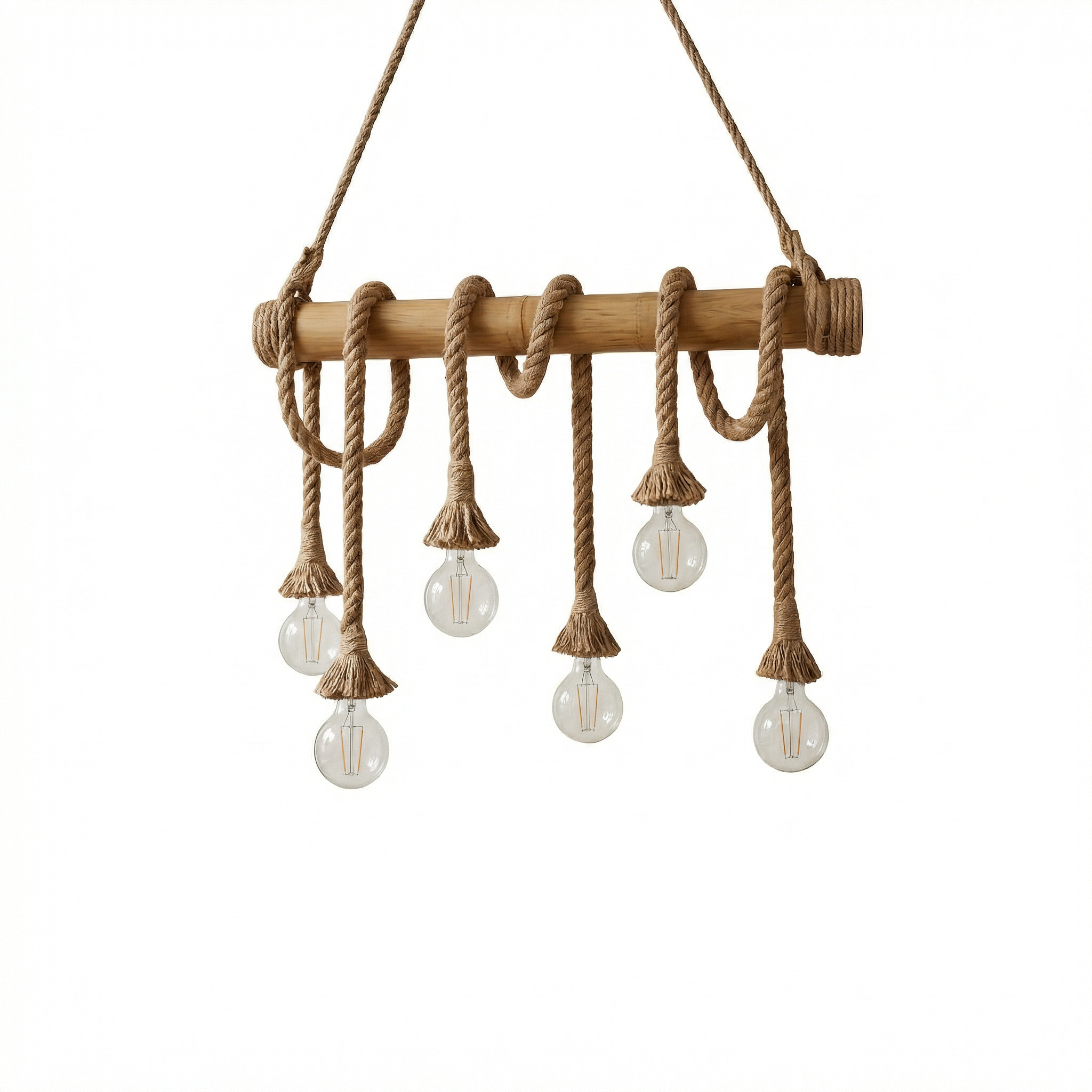 Natuur & Industriële Hanglamp Bamboe Touw Authentiek – Volya