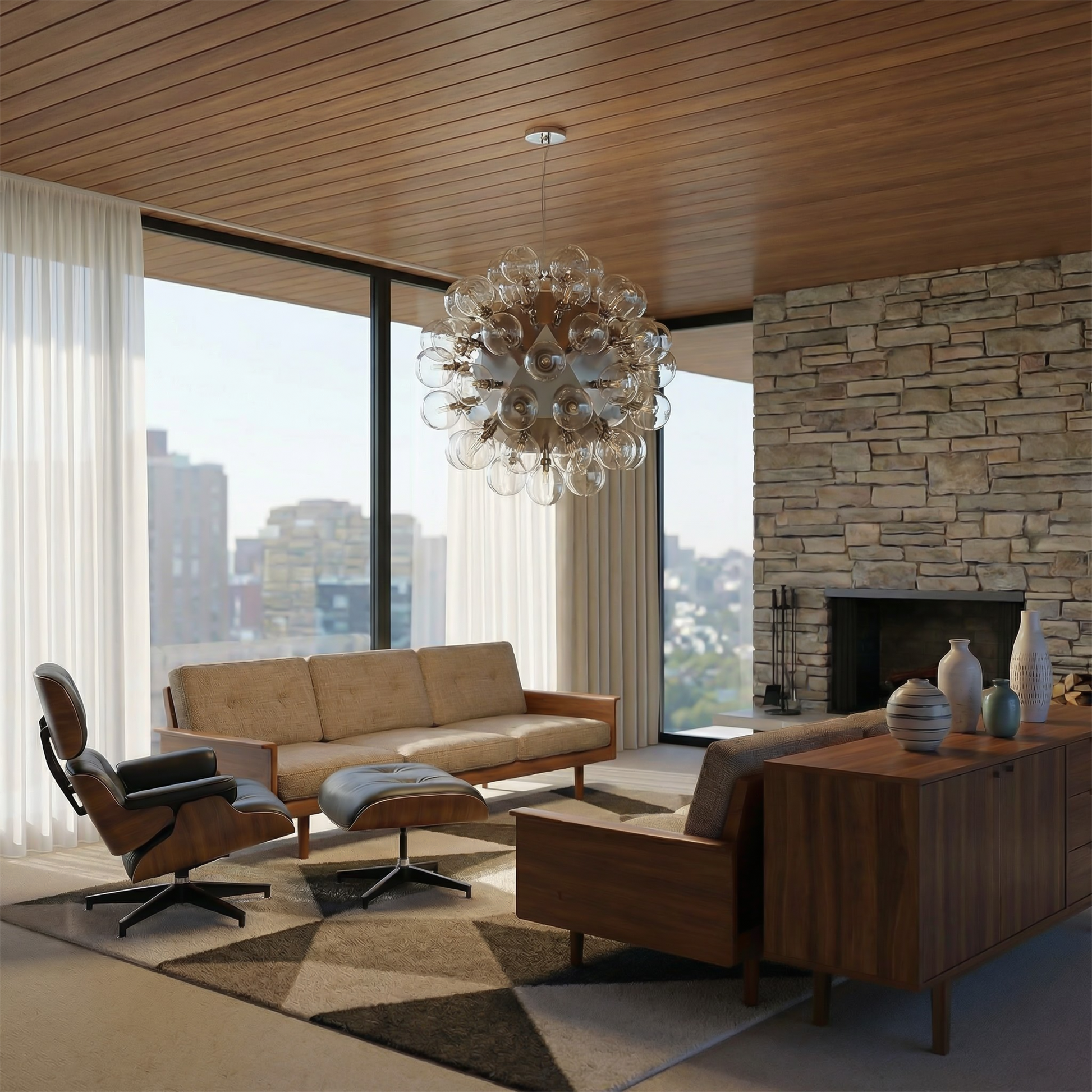 Moderne Hanglamp met Instelbare Glazen Bellen – Bulle