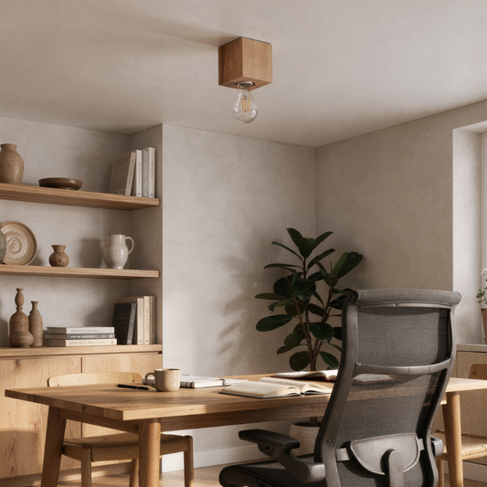 Plafonnier bois naturel minimaliste salon – Modèle Arvoden