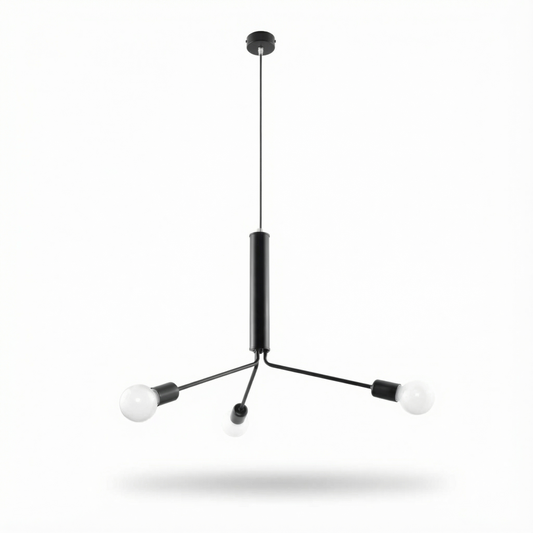 Industrieel zwart plafondlicht 3 lampen woonkamer – Modèle Nerazio