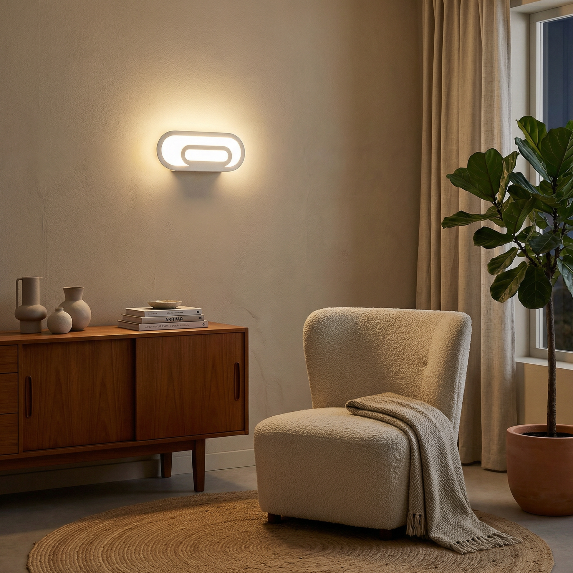 Applique murale blanche minimaliste salon – Modèle Arvenia