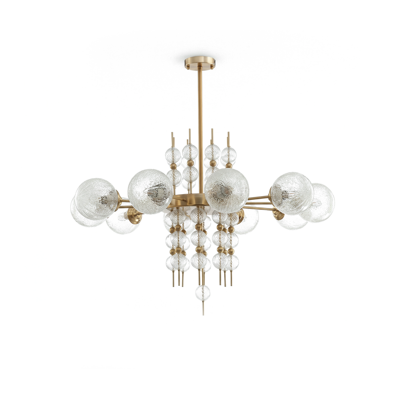 Suspension en acier poli et verre doré pour salon et cuisine – Aurelice