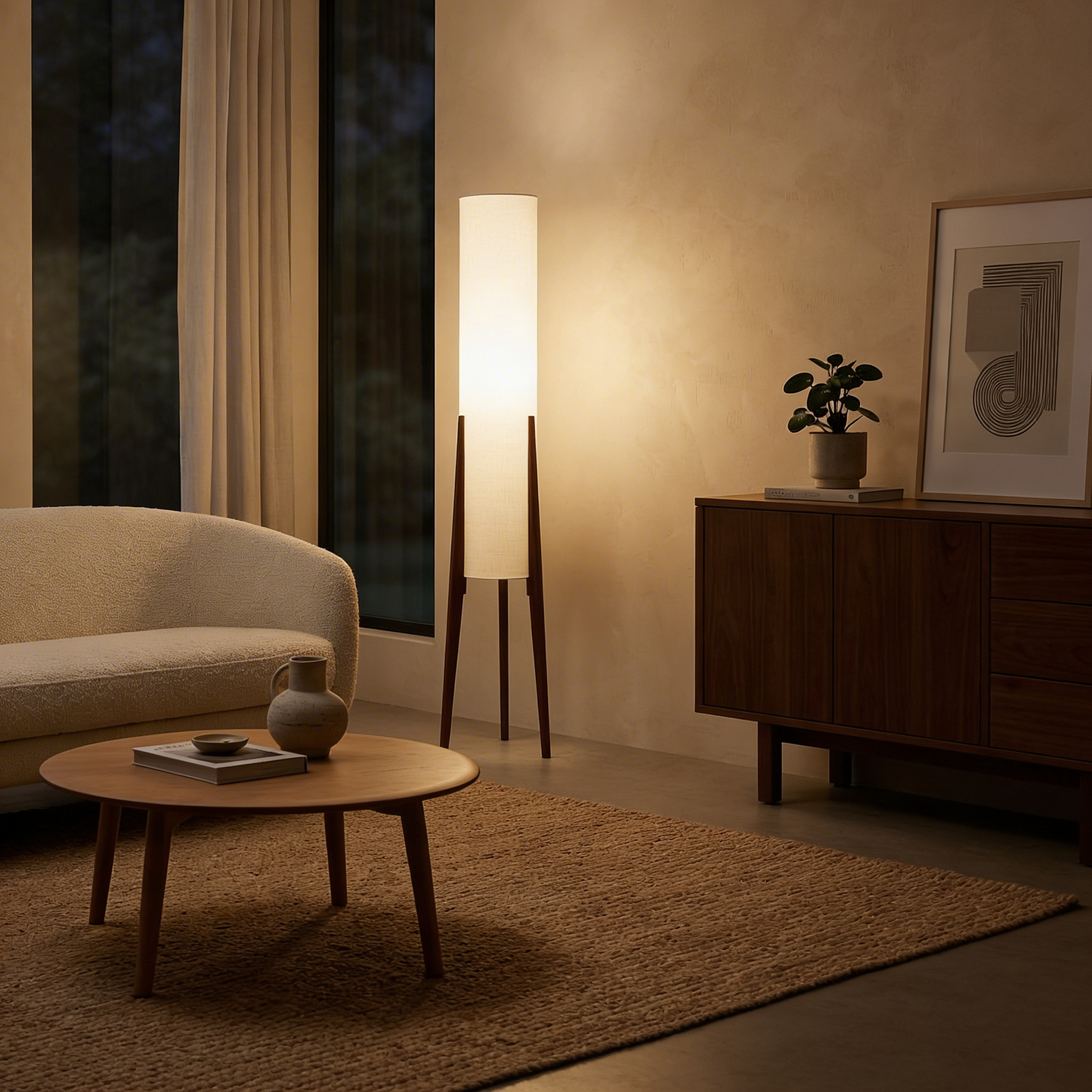 Vloerlamp in nordisch hout voor woonkamer – Armony