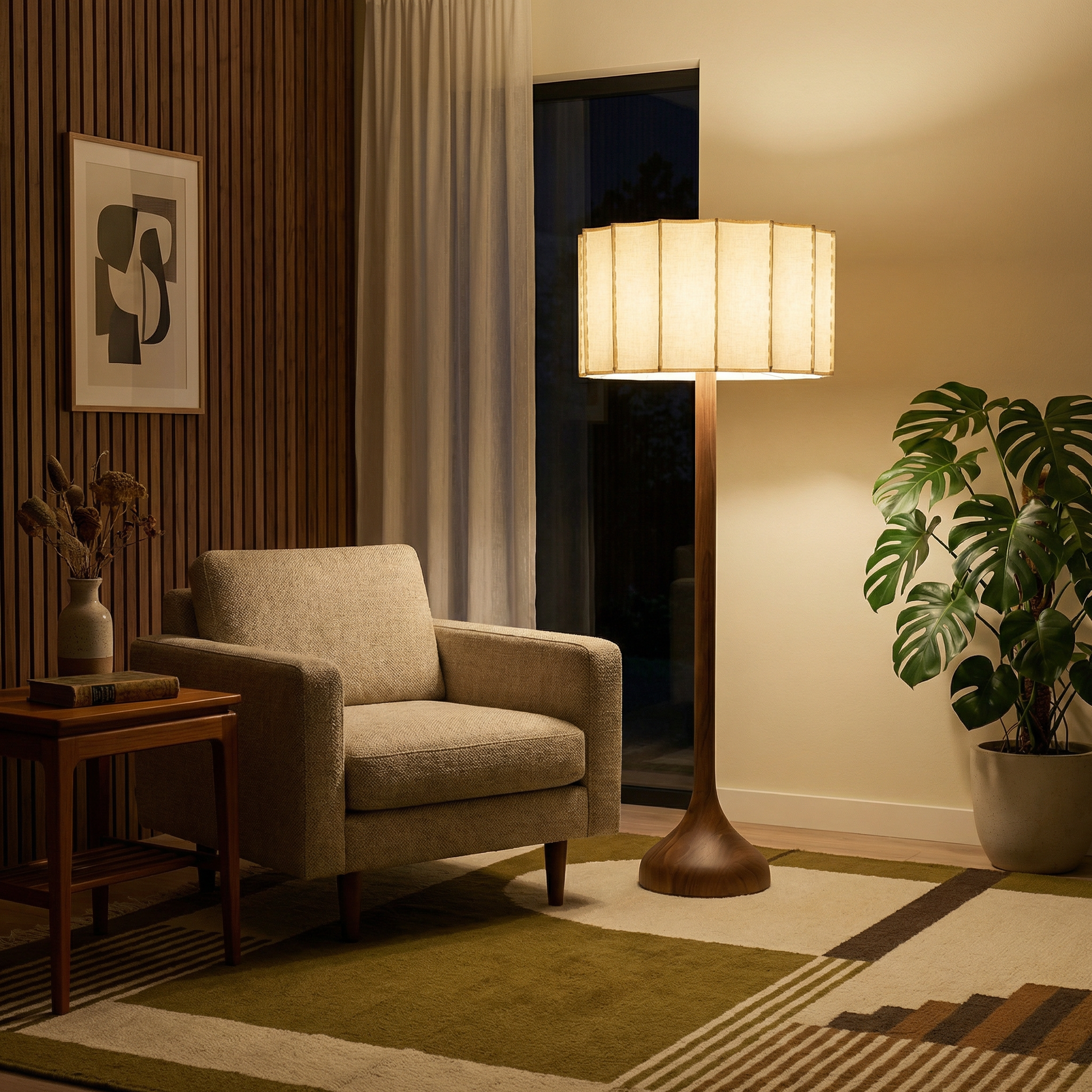 Staande lamp in hout Wabi-Sabi stijl voor woonkamer – Armonique