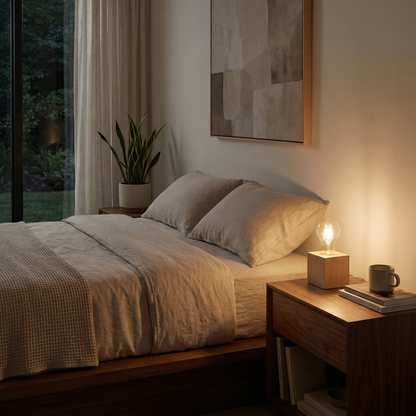 Minimalistische Bureaulamp in Natuurlijk Hout – Modèle Norvian