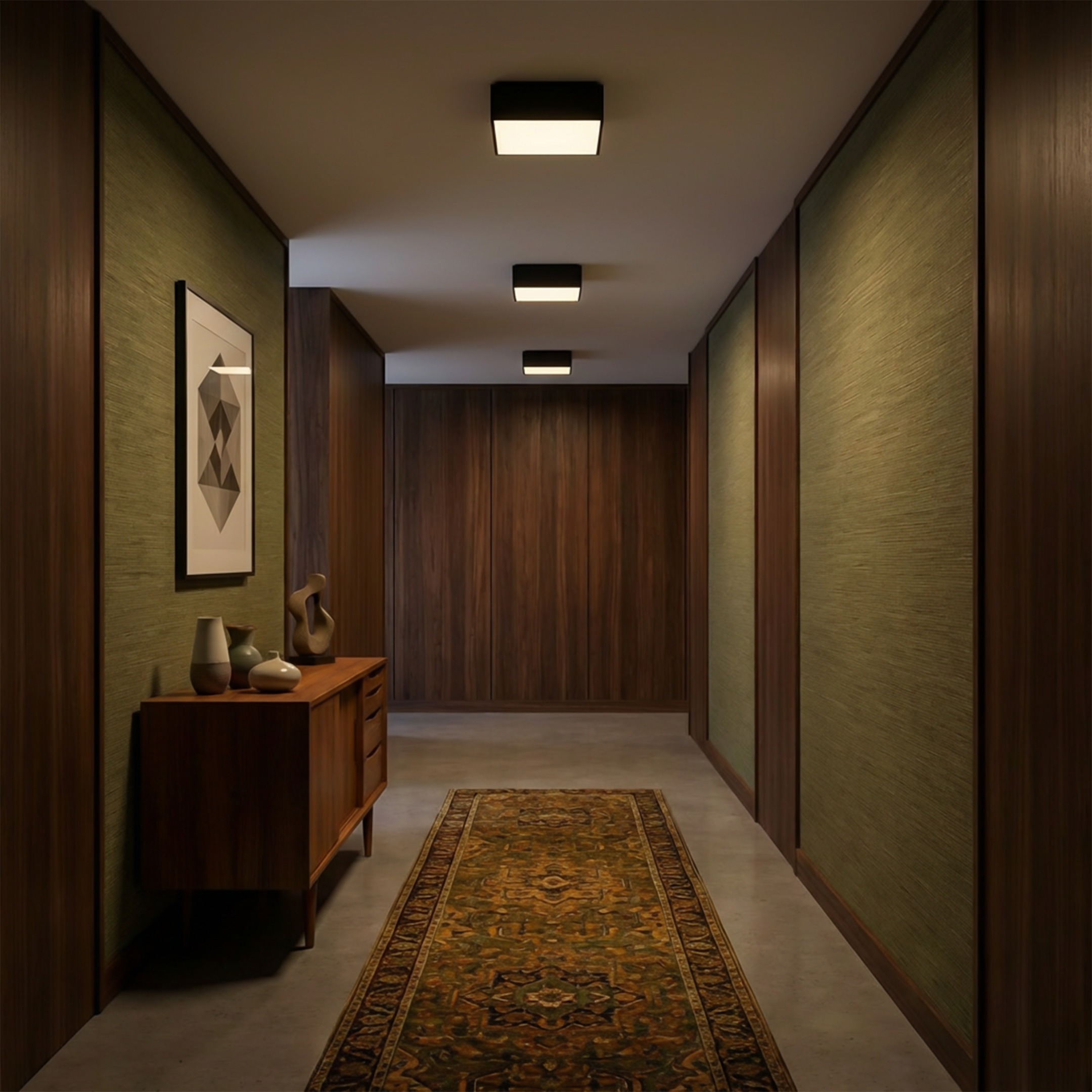 Plafonnier carré gris minimaliste salon – Orphéane