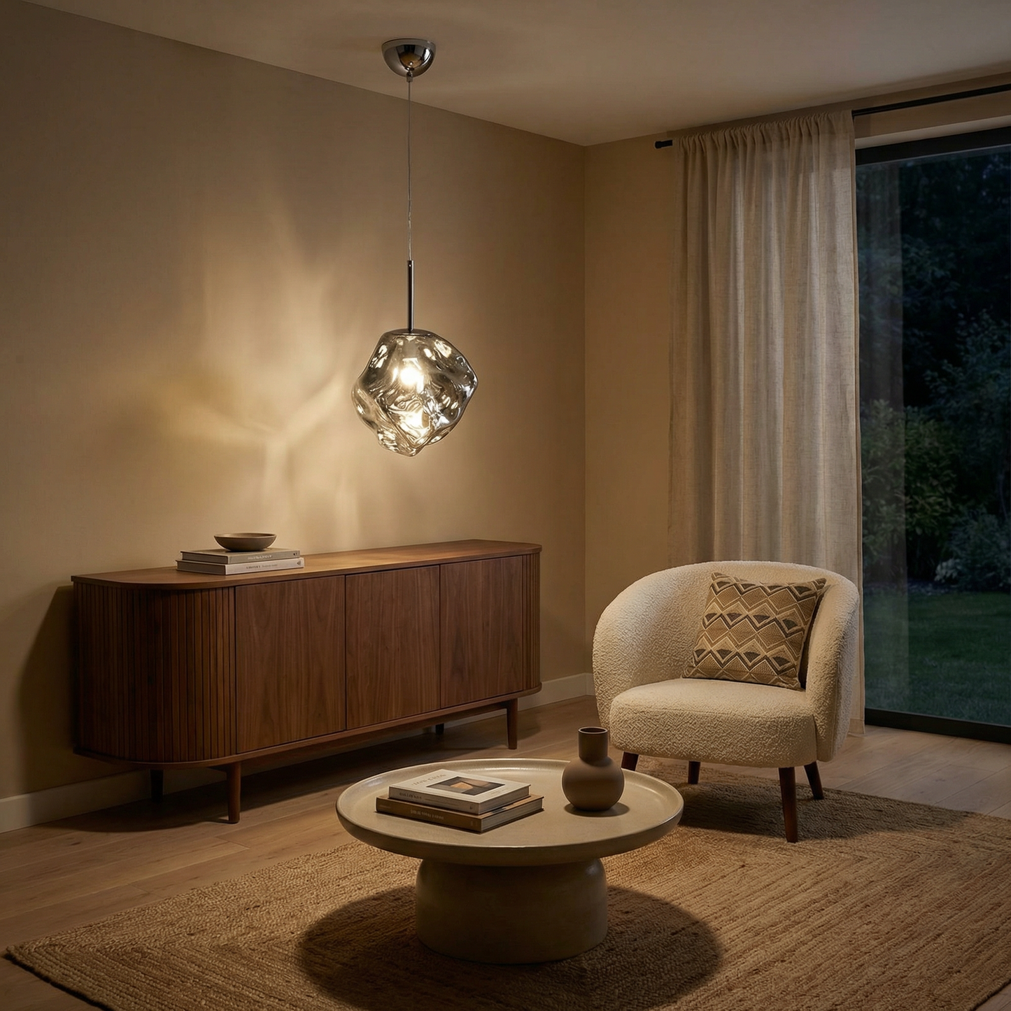 Trendy Hanglamp Verstelbare Hoogte Glas & Metaal – Aurora Nordica