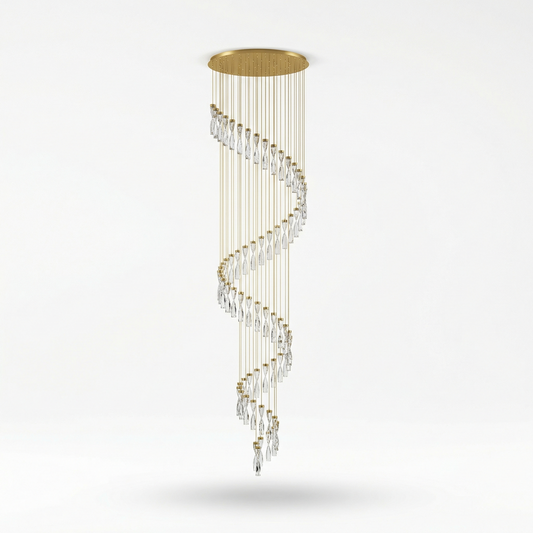 Suspension Structure Métal Doré et Cristaux Taillés – Vanta