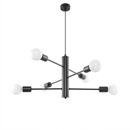 Lustre industriel noir 6 lampes salon – Modèle Neravio