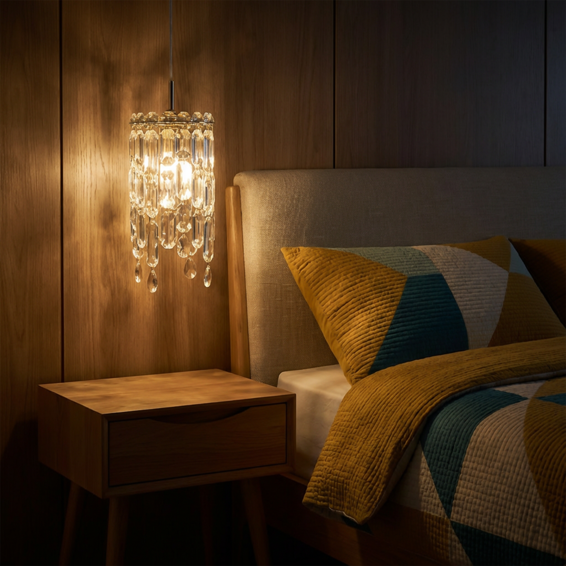 Plafonnier Design Prismes en Cristal & Ambiance Glamour – Reno