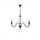 Glamorous black candle-style chandelier with 3 bulbs – Model Asterion
